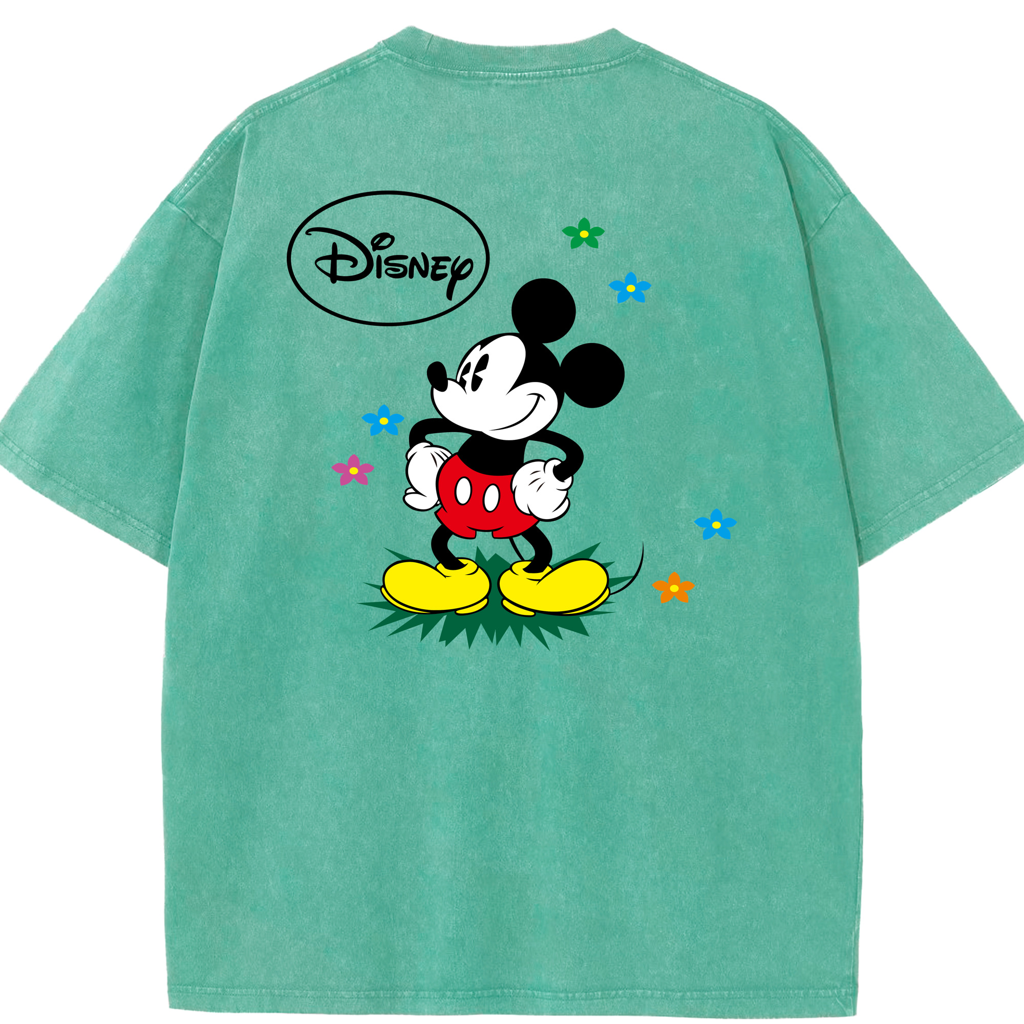 （画像用） ミッキーマウス Mickey Mouse 綿100% ヴィンテージ風 半袖Tシャツ（背面プリント）